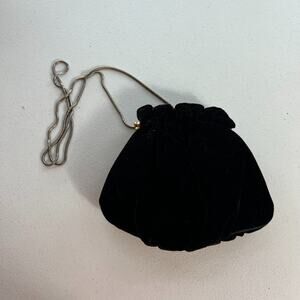 Black Red Velvet Evening Purse Small Silver Tone Shoulder Chain Strap Kisslock